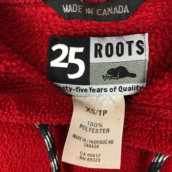 Roots Fleece Hoodie Sweater Red Size XS Fits M - Picture 3 of 5